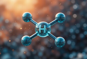 Poster - Molecular Structure Representation of Hydrogen with Glowing Effect