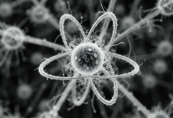 Poster - Abstract Concept of Atomic Structure with Electron Pathways Visualized