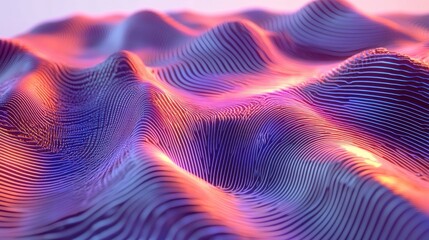 Poster - Abstract Wavy Pattern with Gradient Colors and Stripes in 3D Design