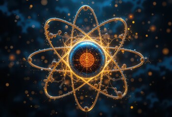 Poster - Beautiful Abstract Representation of Atomic Structure and Energy Flow