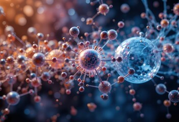 Poster - Abstract Representation of Molecules in a Colorful Scientific Background