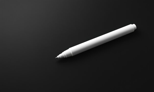 White Pen on Black Background Minimalist Style Design Mockup