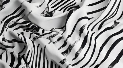 Poster - Black and White Zebra Print Fabric with Elegant Flowing Texture