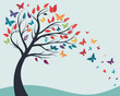 © Design Planer - Colorful Butterfly Tree Vector Illustration: Nature, Growth, and Transformation Design