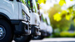 Professional White Trucks Parked in a Logistics Yard