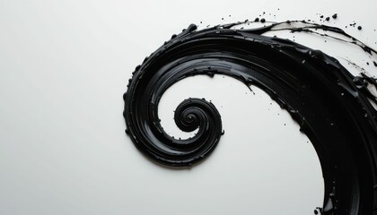 Poster - Elegant Swirl of Black Paint on White Canvas Creating Contrast