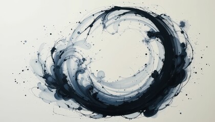 Poster - Abstract swirl design in black and white with artistic fluid shapes