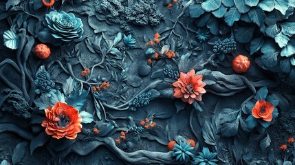 Poster - Colorful Floral Arrangement with Dark Background in Artistic Style