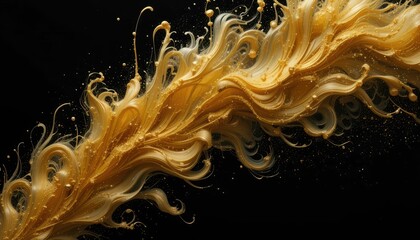 Poster - Swirling Golden Wave of Liquid with Elegant Motion and Detail