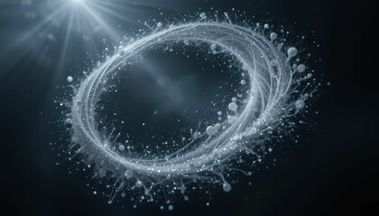 Poster - Abstract Circular Design with Glowing Particles and Light Rays