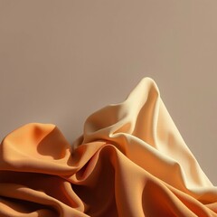 Wall Mural - Soft flowing fabric with warm orange and cream tones creating an elegant texture and visual depth