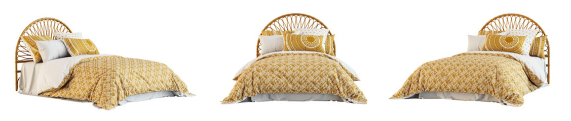Poster - Bed isolated on transparent background. 3D render.