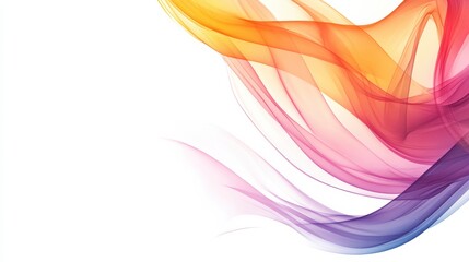 Poster - Colorful Waves of Light Flowing Smoothly Across a White Background