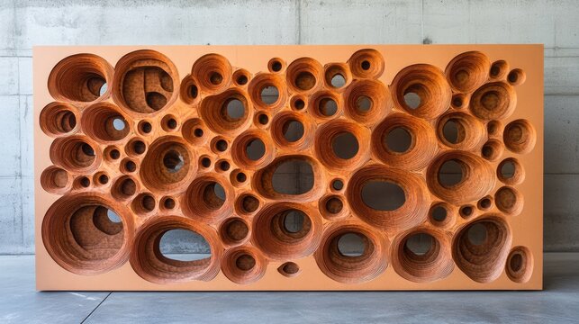 A stylish cardboard room divider with intricate cut-out patterns.