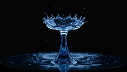 Poster - Captivating Water Splash in Dark Background with Blue Hue