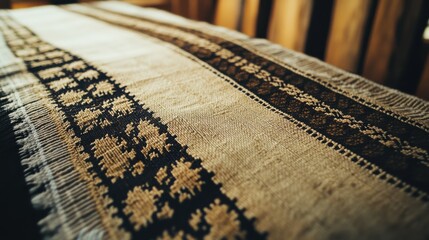 Poster - Detailed Close-up of Woven Textile with Unique Fabric Patterns