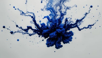 Poster - Abstract Blue Ink Splash Creating Unique Artistic Patterns in Water