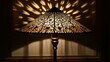 © AizayStock - Elegant lamp shade casting intricate floral patterns on the wall