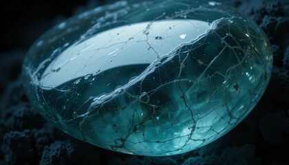 Poster - Glowing Transparent Orb with Intricate Details on Dark Background