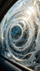 Poster - Intricate Patterns on a Wet Car Window with Sunlight Reflection