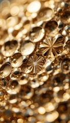 Poster - Close-up of Golden Texture with Sparkling Water Droplets