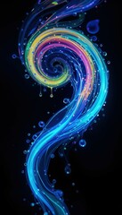 Poster - Colorful Swirling Light Pattern with Blue and Rainbow Hues