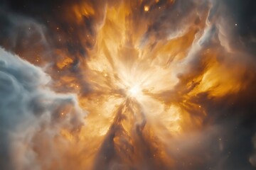 glowing clouds of gas and plasma create abstract patterns in the orion nebula, a breathtaking cosmic