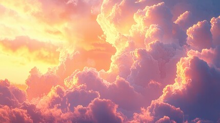 Wall Mural - Captivating Golden Hour Sky with Unique Pastel Pink Cloud Display