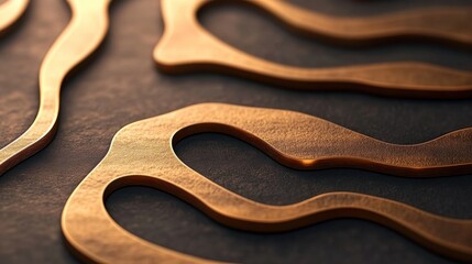 Poster - Abstract Curved Lines in Metallic Copper Finish on Dark Background