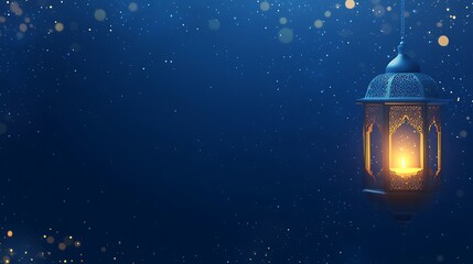 Leinwandbilder - a beautiful glowing lantern in a glowing blue background with beautiful bokeh