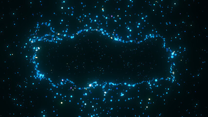 Wall Mural - futuristic digital visualization of turkey map composed of glowing blue particles. the abstract cosm