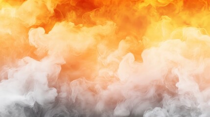 Poster - An abstract image featuring vibrant orange and white smoke or fog, conveying a dramatic and dynamic atmosphere.