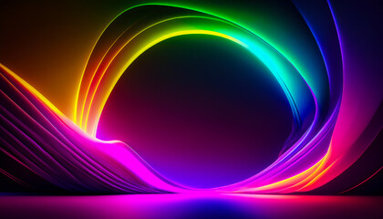 Aufkleber - Colorful abstract waves create a mesmerizing light display in a dark setting at an evening event