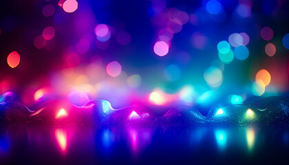 Leinwandbilder - Colorful lights reflect on a surface creating a vibrant abstract atmosphere at night during a celebration