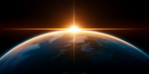 Aufkleber - Planet earth rotating in space with sun shining brightly