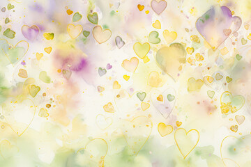Fototapete - Delicate heart shapes in various colors blend seamlessly against a light pastel background, adding charm and whimsy to any design