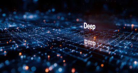 A blue background with the word deep written in white