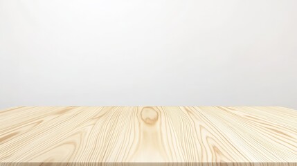 Poster - A light wooden table surface with a plain white background, creating a minimalist and clean aesthetic.