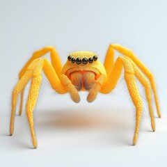 Poster - A stunning close-up of a vibrant golden spider. The macro photography highlights its intricate details and textures. Adorable Baby Yellow Sac Spider