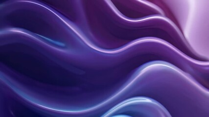 Poster - Abstract purple and blue wave-like curves with glossy texture, futuristic design