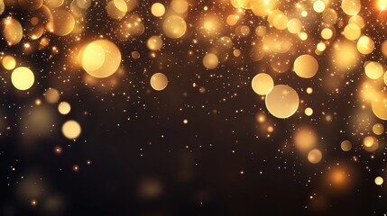 Poster - A shimmering background of golden bokeh lights creates a festive and elegant atmosphere, perfect for celebrations and visual effects.