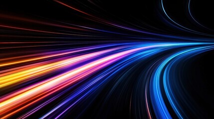Fototapete - A vibrant display of colorful light trails against a dark background, creating a sense of motion and energy.