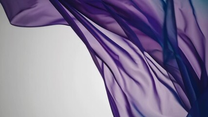 Aufkleber - Flowing purple and blue fabric against light background, abstract elegance concept