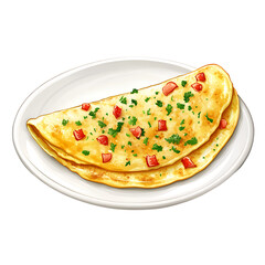 Wall Mural - omelette cartoon isolated on white background full depth of field