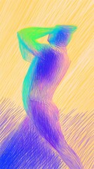 Poster - Energetic silhouette captures movement in vibrant abstract style against a colorful background