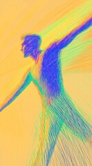 Poster - Expressive figure in colorful abstract style against a warm backdrop showcasing movement and emotion