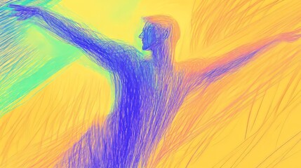 Poster - Embracing movement and color in a vibrant abstract expression of freedom and energy