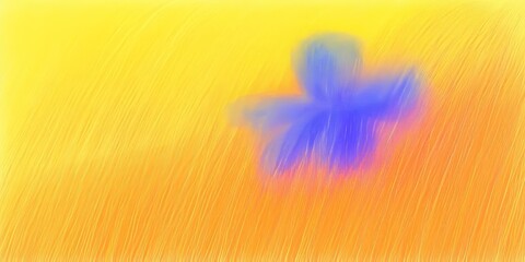Poster - Vibrant abstract artwork with a blue flower shape against a bright yellow background showcasing a fluid style