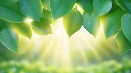 Aufkleber - Bright sunlight shining through fresh green leaves