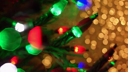 Aufkleber - Colorful christmas lights with bokeh effect, festive holiday decoration mood